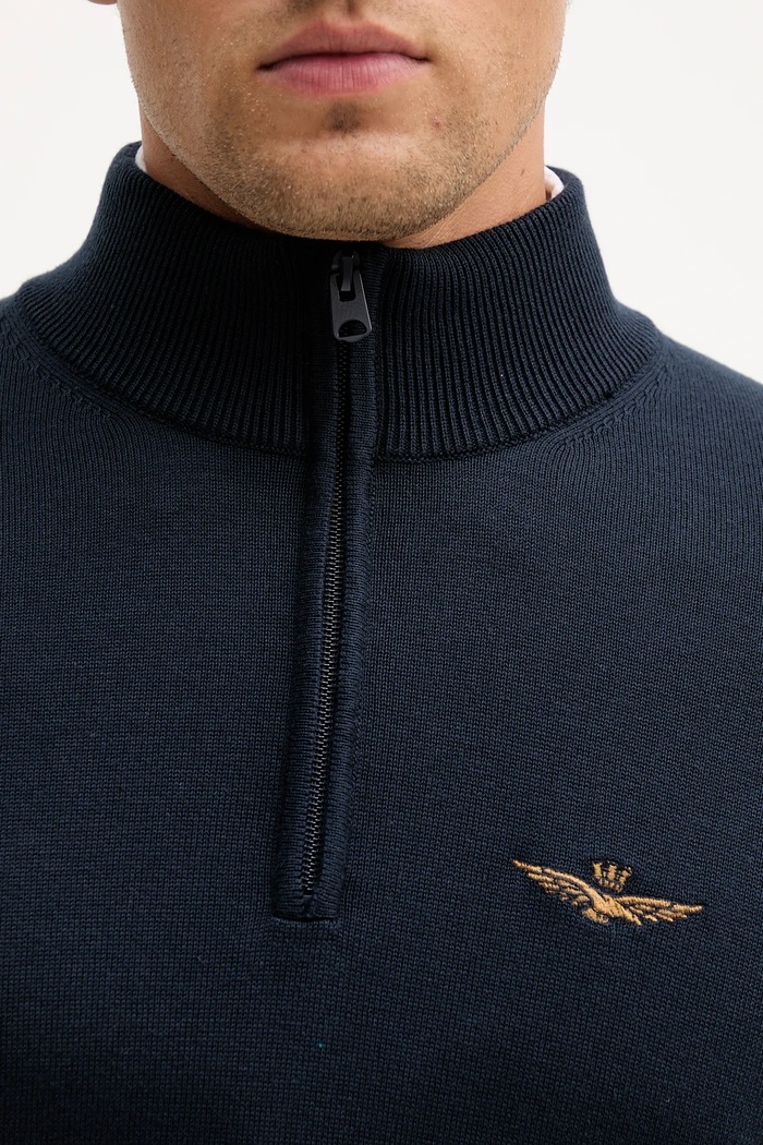 Pulover de bumbac Aeronautica Militare bleumarin MA1578UL00506