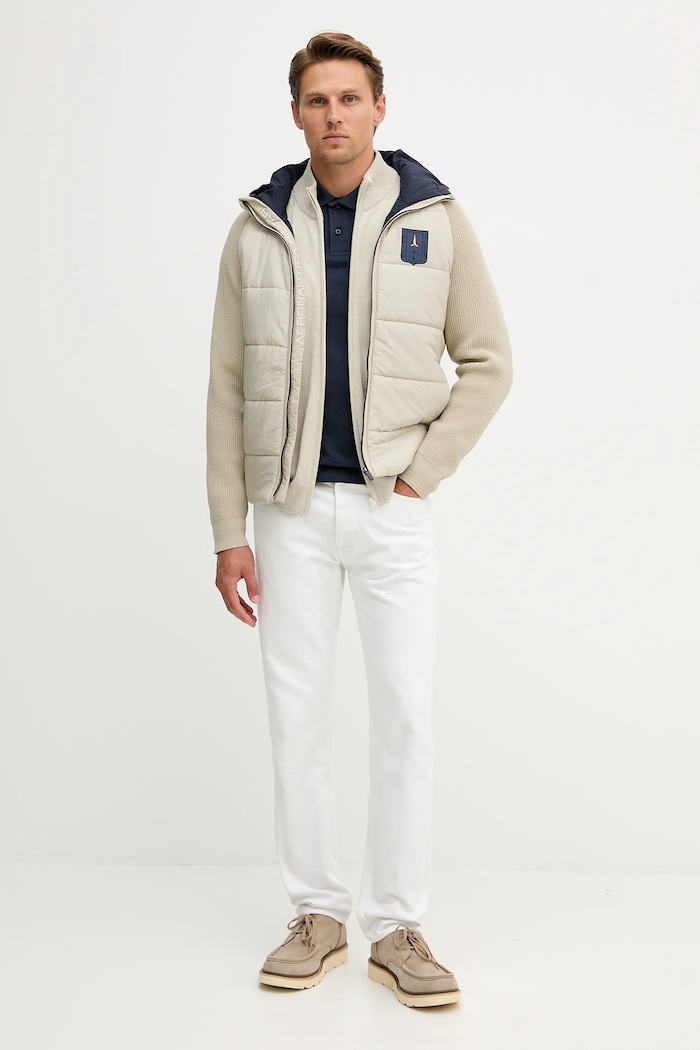 Aeronautica Militare kardigan bawełniany MA1580UL00506 beżowy AW25
