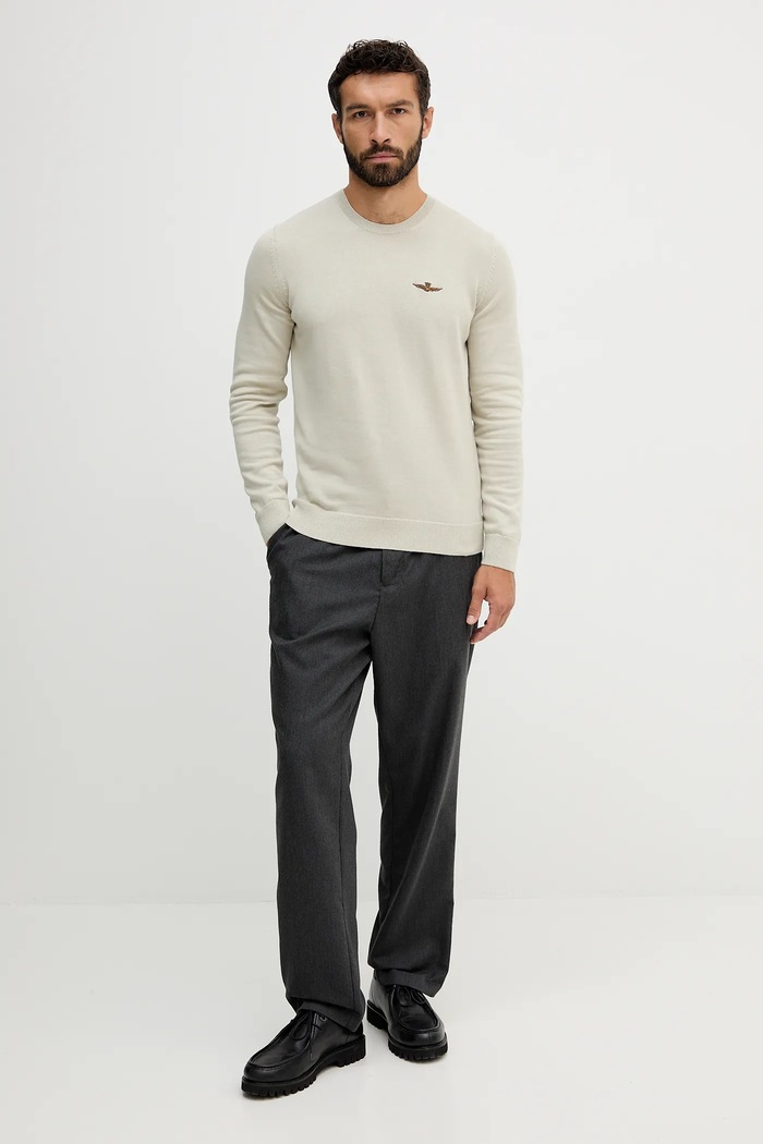 Aeronautica Militare sweter bawełniany MA1611UL00506 beżowy AW25