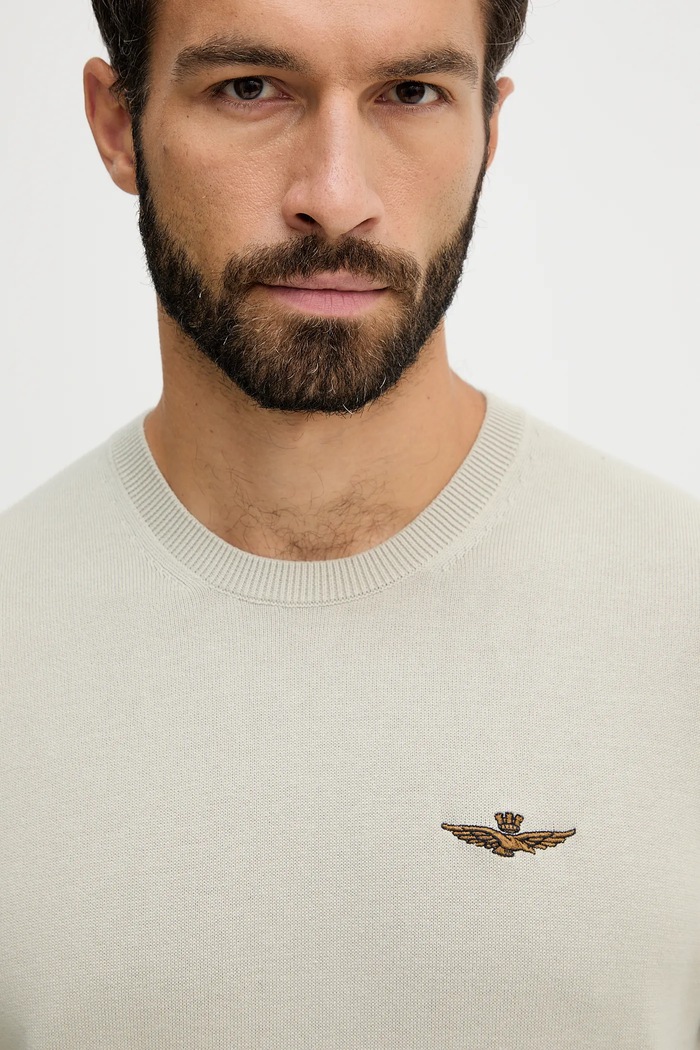 Aeronautica Militare sweter bawełniany beżowy MA1611UL00506