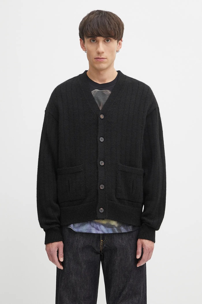 Visvim wool blend cardigan knit cardigan chunky black 125105012001