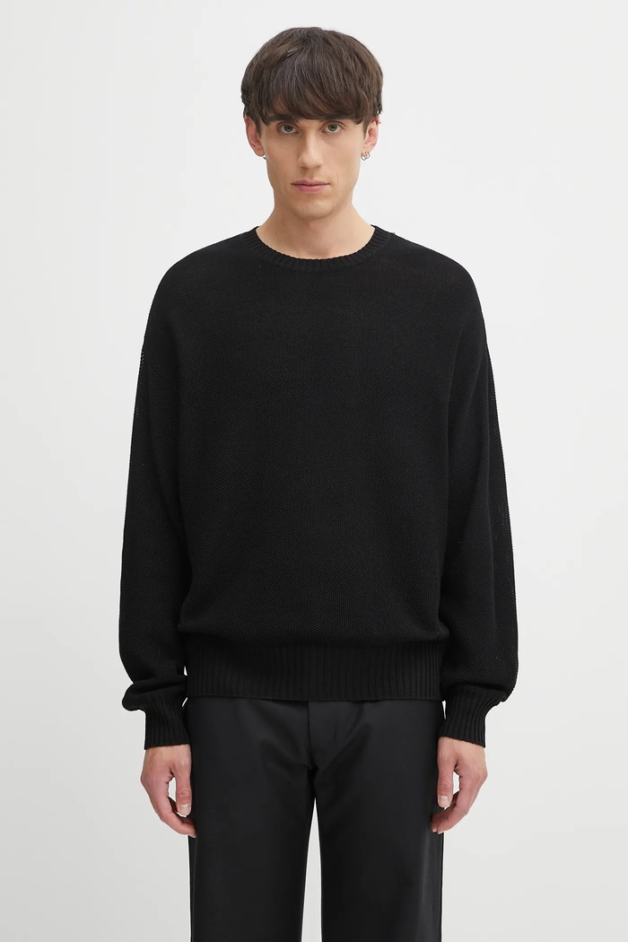 Pulover s vunom Visvim jumbo sb knit okrugli crna 125105012003