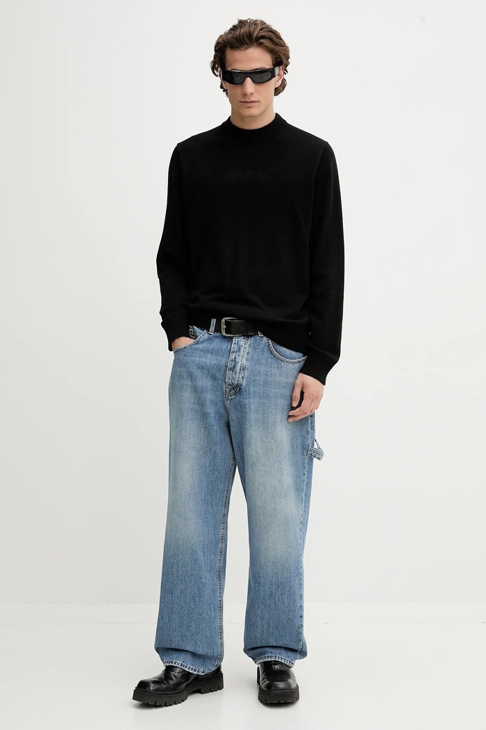 Βαμβακερό πουλόβερ Karl Lagerfeld Jeans A4M18033 μαύρο AW25