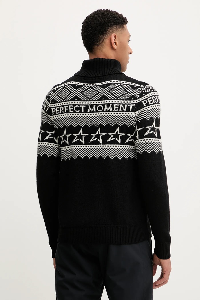 Odzież Perfect Moment sweter wełniany Fairisle M1000458 czarny
