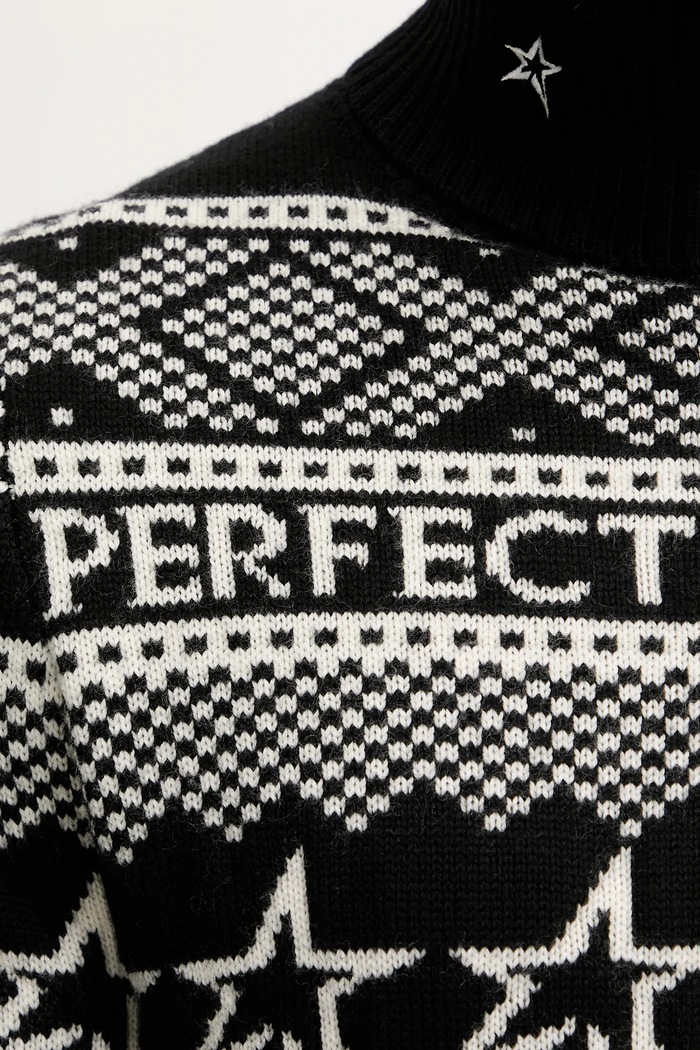 Perfect Moment sweter wełniany Fairisle M1000458 czarny