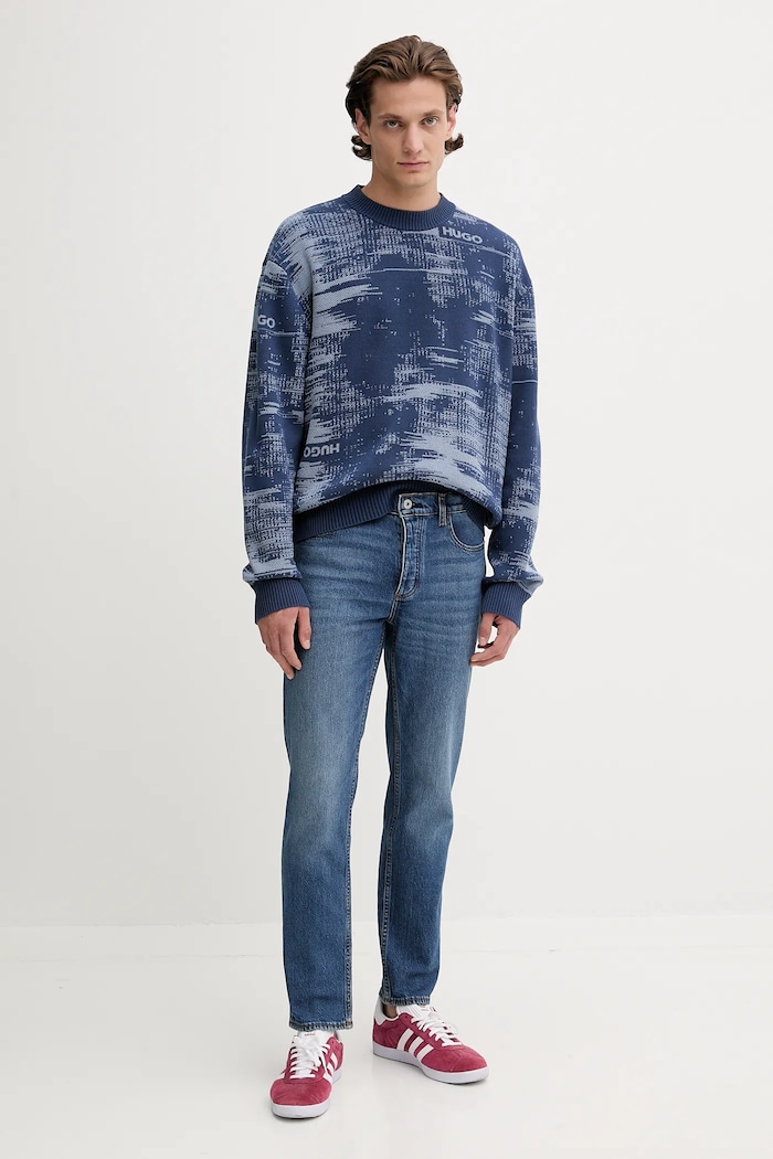 Hugo Blue sweter z dodatkiem wełny Sorbas 50548834 granatowy AW25