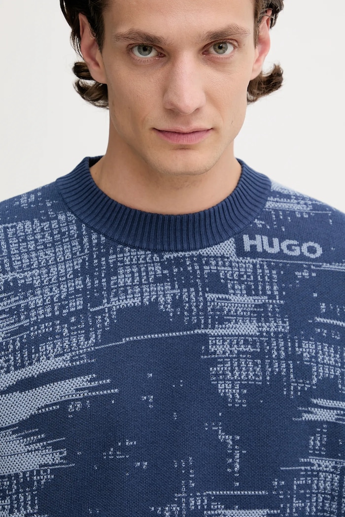 Hugo Blue sweter z dodatkiem wełny Sorbas granatowy 50548834