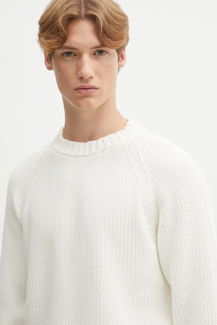 Sweter męski bawełniany Sonnee HUGO Blue 50551398 beżowy