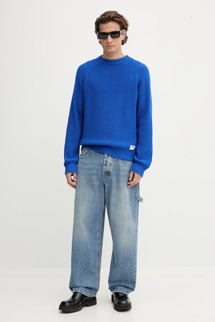 HUGO Blue Pulover pentru bărbați din bumbac Sonnee 50551398 albastru AW25