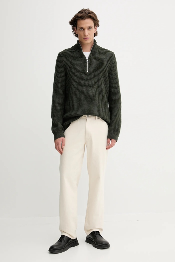 Marc O'Polo sweter z dodatkiem wełny 5000007327 zielony AW25