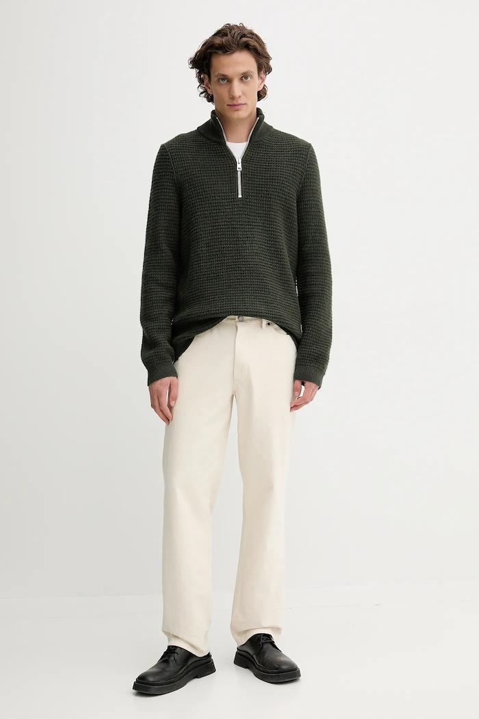 Marc O'Polo sweter z dodatkiem wełny 5000007327 zielony AW25