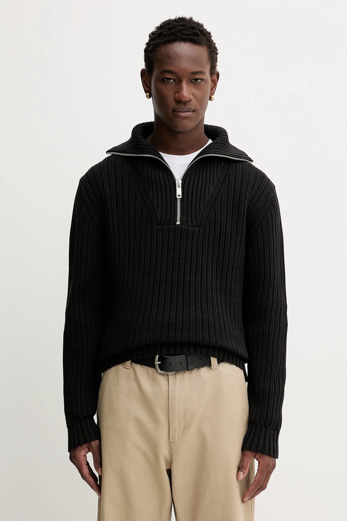 HUGO pulover de bumbac Srigg grosime medie negru 50547002
