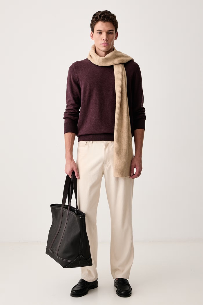 Marc O'Polo Sweter męski z dodatkiem wełny 5000009032 fioletowy AW26