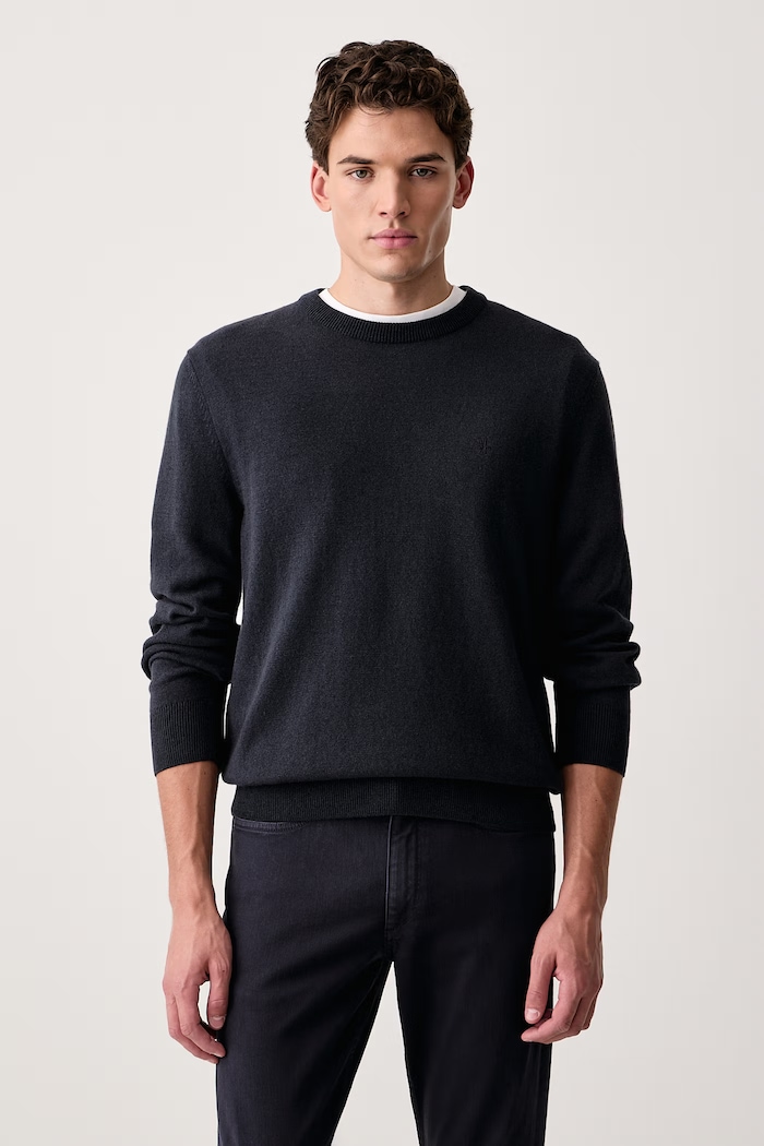 Marc O'Polo Sweter męski z dodatkiem wełny granatowy 5000009032