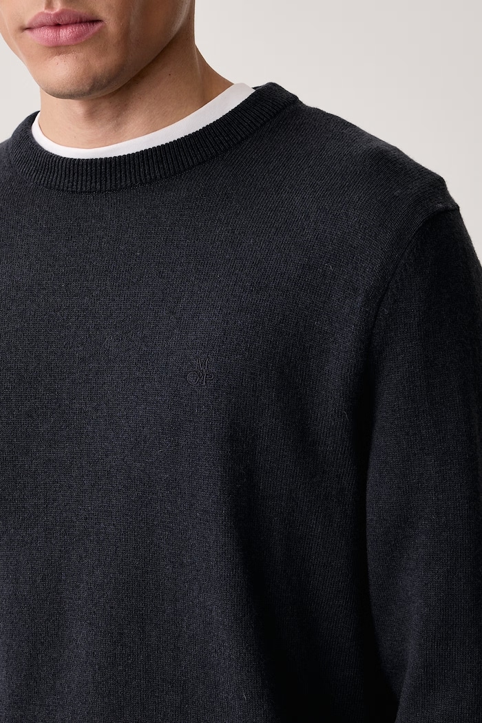 Sweter męski z dodatkiem wełny Marc O'Polo 5000009032 granatowy