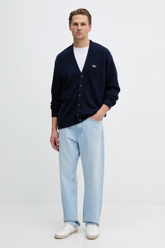 Lacoste cardigan in lana AH0397 blu navy AW25