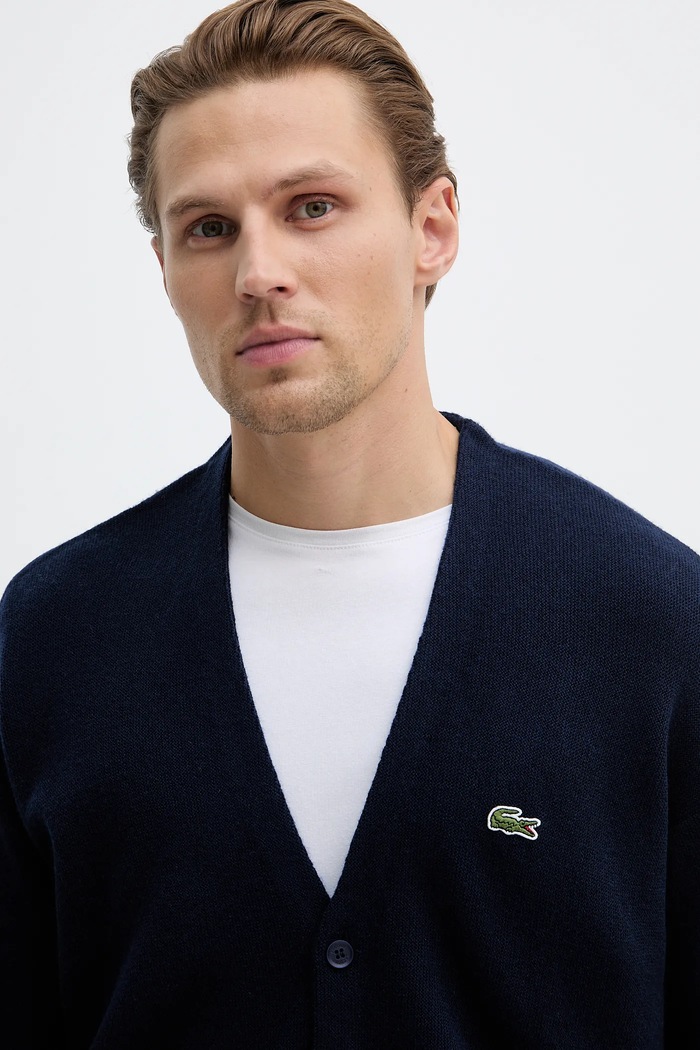 Lacoste cardigan in lana blu navy AH0397