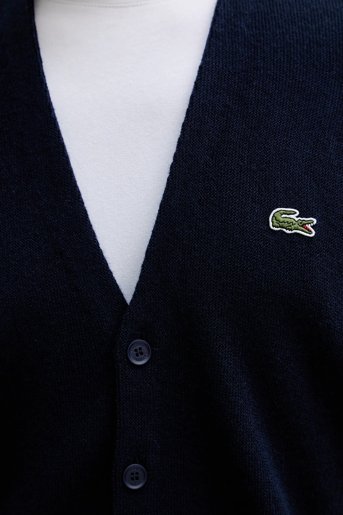 Lacoste cardigan in lana AH0397 blu navy