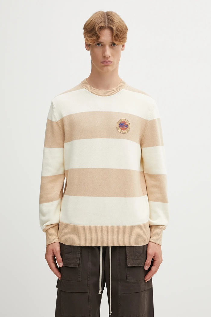 Хлопковый свитер Lacoste узор бежевый AH5179