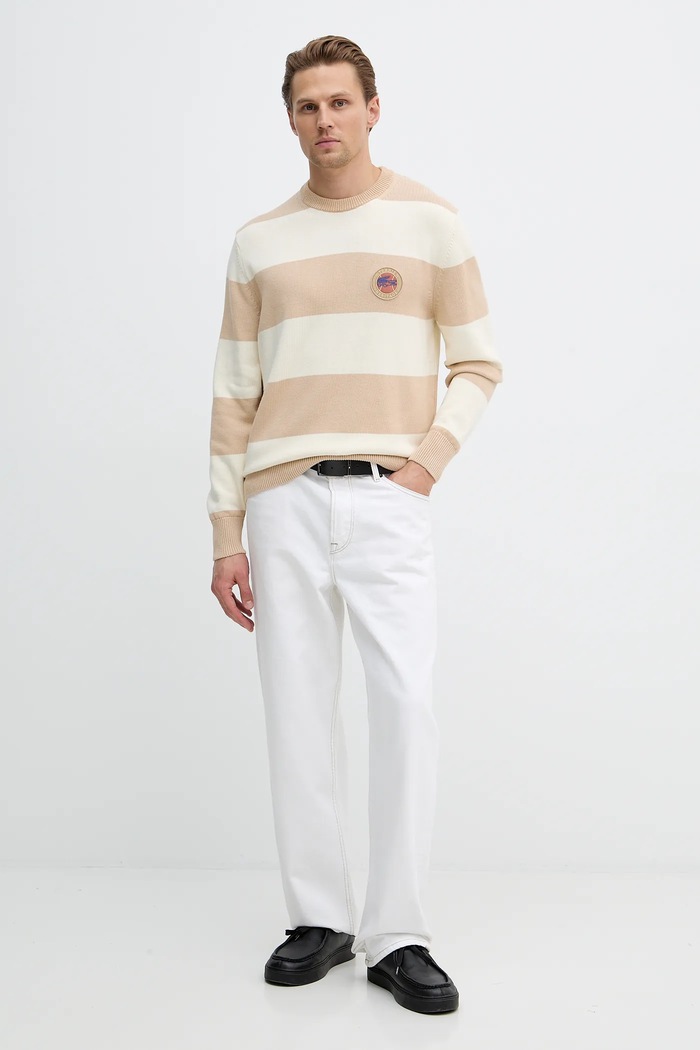 Bavlnený sveter Lacoste AH5179 béžová AW25