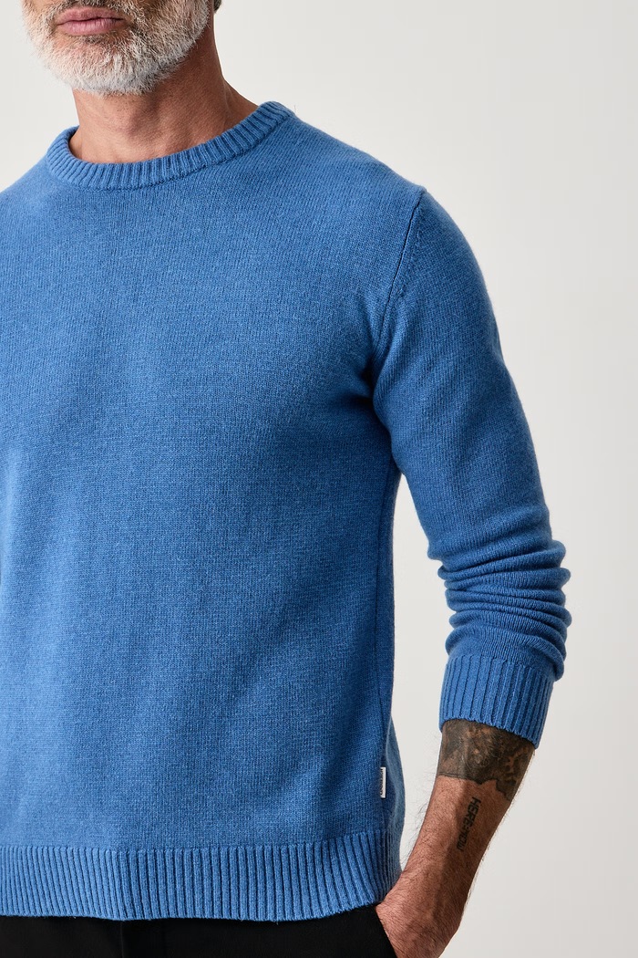 Sweter męski z wełną Lindbergh 30.800220 niebieski