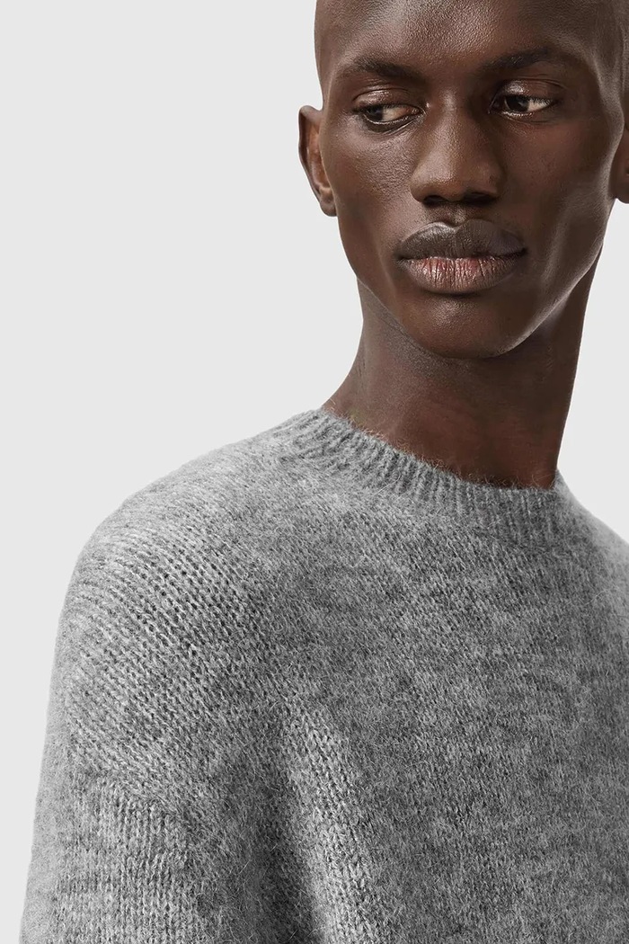 Sveter s prímesou moheru AllSaints COBY M005KD sivá AW25
