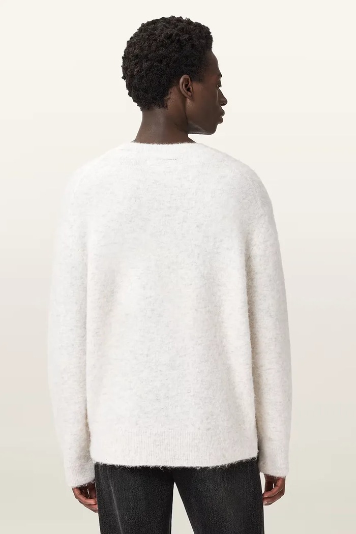 Sveter s prímesou alpaky AllSaints CURV M020KD biela AW25