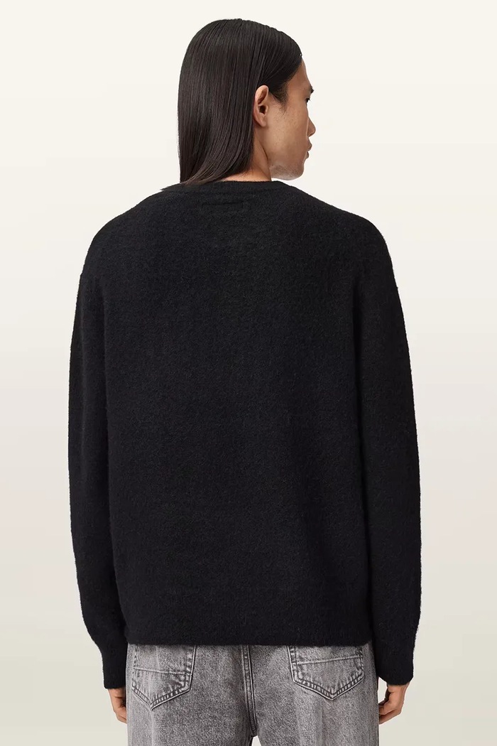 Sveter s prímesou alpaky AllSaints CURV M020KD čierna AW25