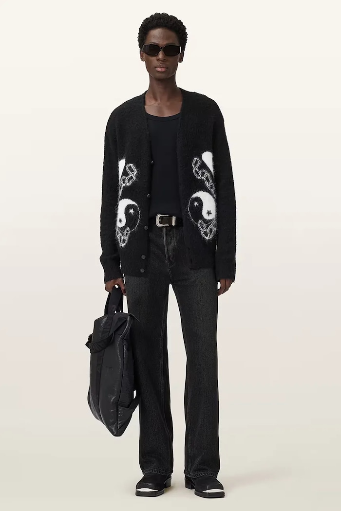 Îmbrăcăminte AllSaints cardigan cu alpaca REFLECTION M011KD negru