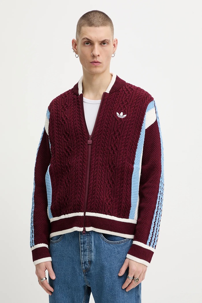 Kardigán adidas Originals Wicons hrubá burgundské KR7633