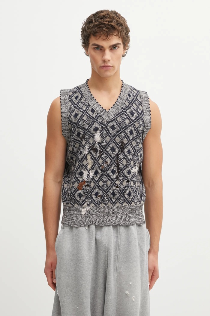 Wales Bonner gyapjú mellény Sibling Knit Vest gyapjú szürke UA25KN46.WO12.951