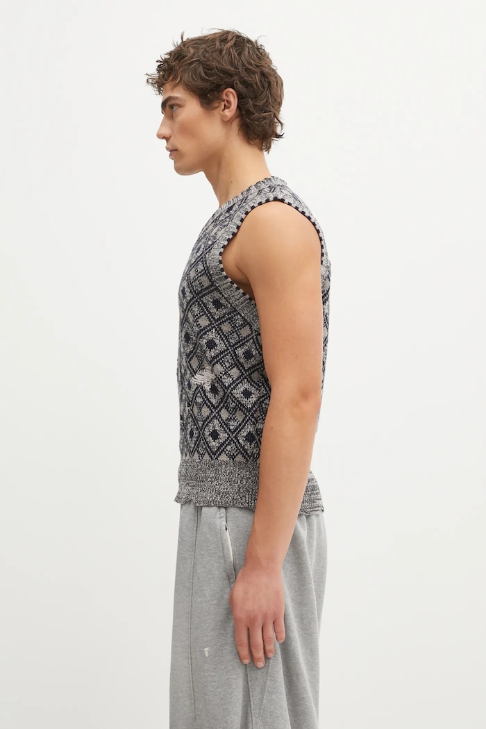 Vuneni prsluk Wales Bonner Sibling Knit Vest UA25KN46.WO12.951 siva AW25