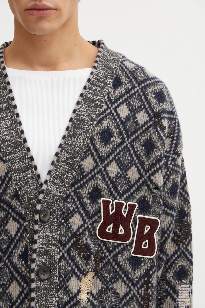 Μάλλινη ζακέτα Wales Bonner Sibling Cardigan γκρί UA25KN45.WO12.951