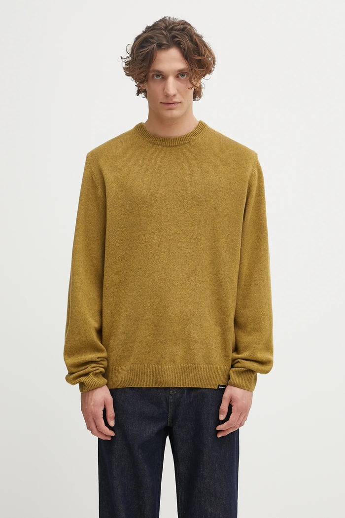 Carhartt WIP sweter z dodatkiem wełny Alten Sweater okrągły zielony I033917.E5XX