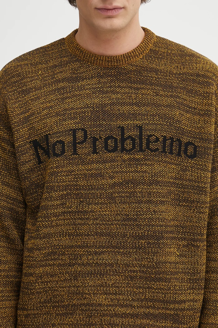 No Problemo pulóver gyapjúkeverékből Mosca Crew Neck sárga NP2009004