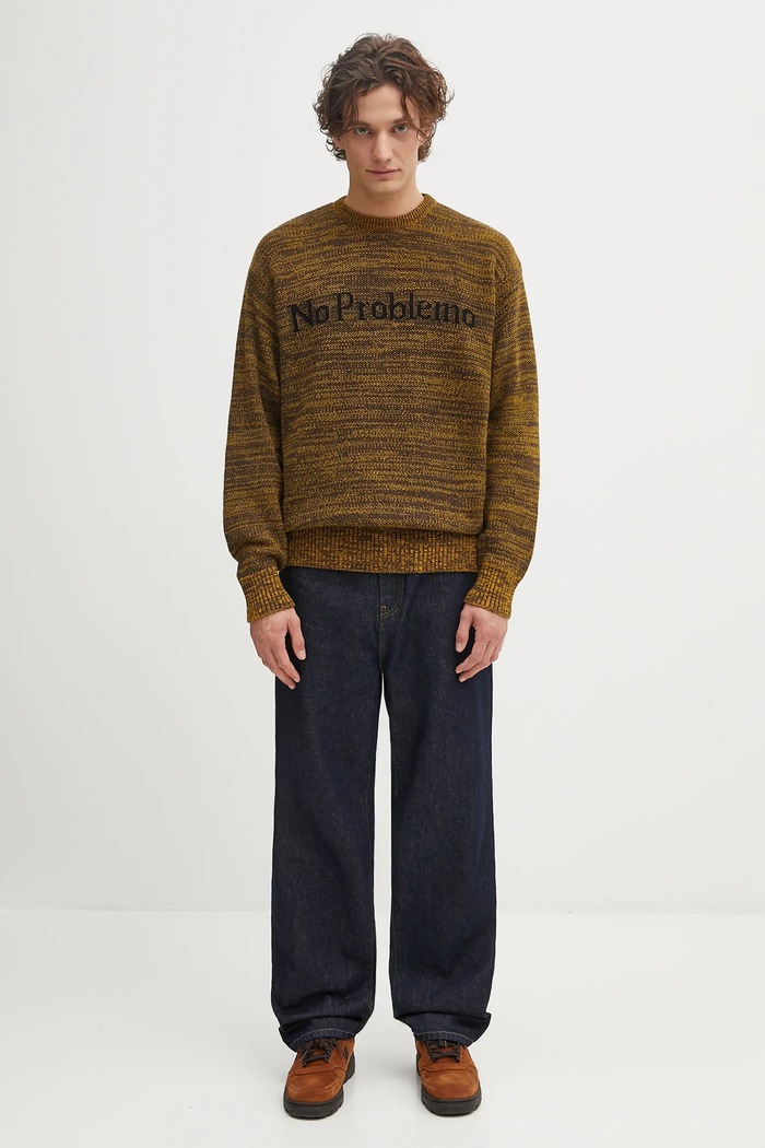 No Problemo sweter z dodatkiem wełny Mosca Crew Neck NP2009004 żółty