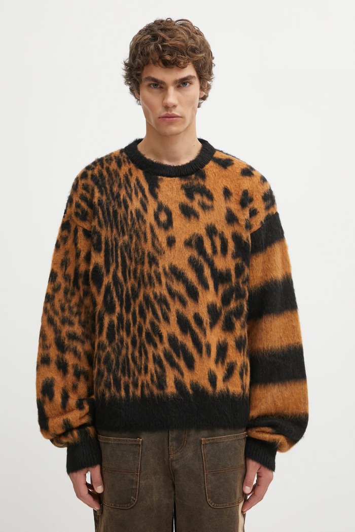 Aries wool blend sweater Brushed Leopard chunky brown AR2004204
