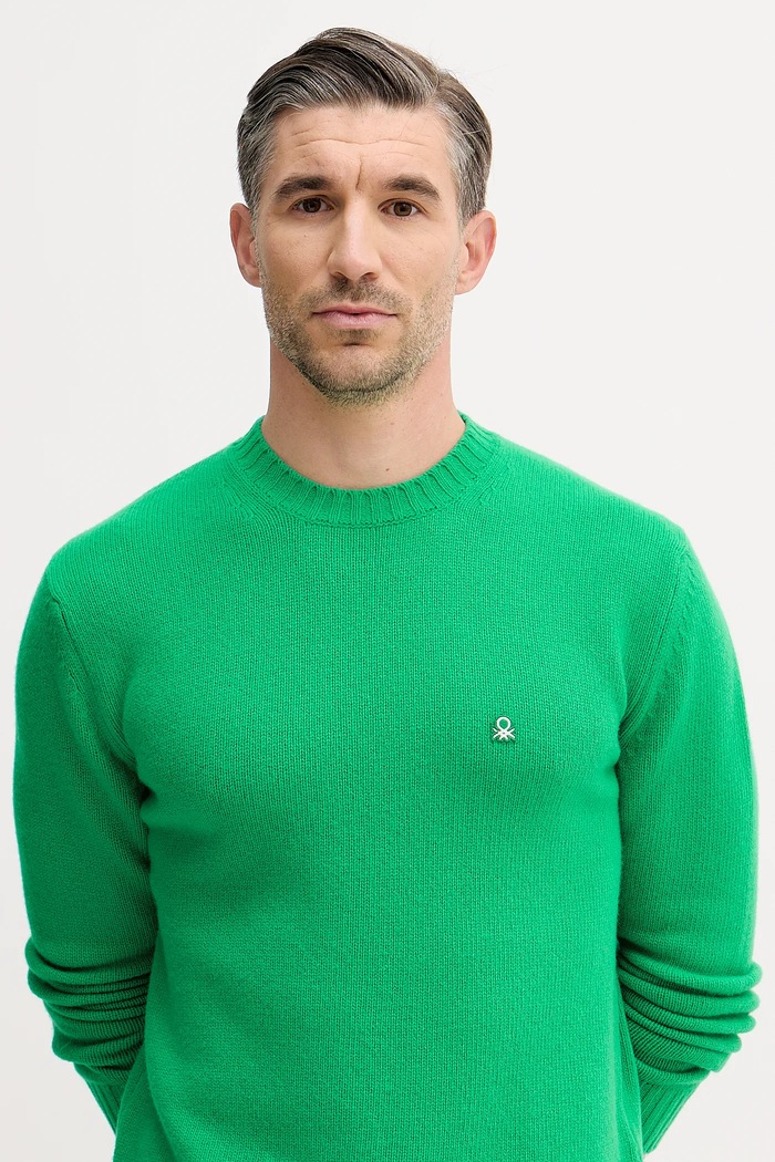 United Colors of Benetton pulóver gyapjúkeverékből zöld 1444U10AZ
