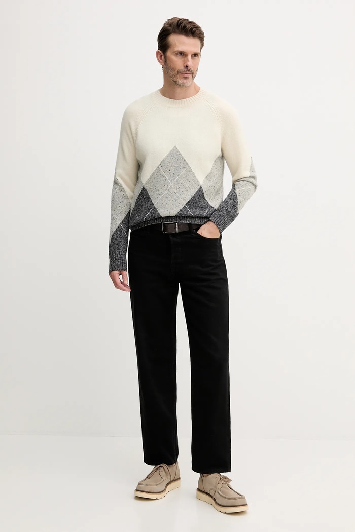 United Colors of Benetton sweter z dodatkiem wełny 1NGVK10B2 beżowy AW25