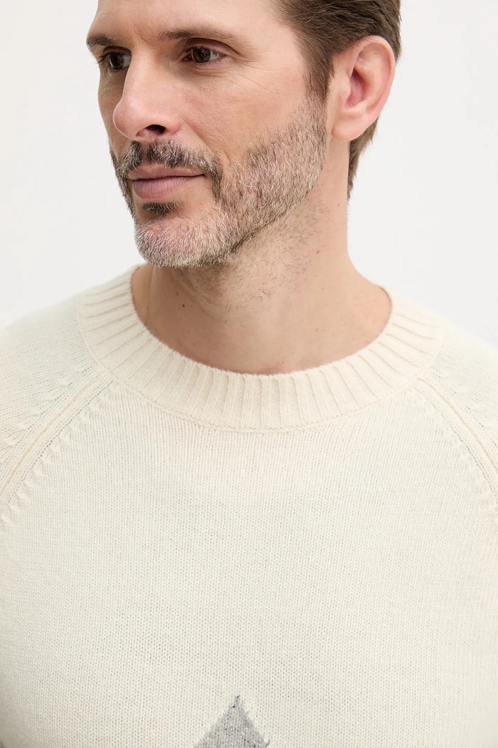 United Colors of Benetton sweter z dodatkiem wełny beżowy 1NGVK10B2