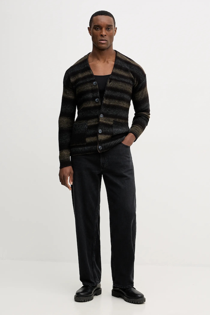 United Colors of Benetton kardigan z domieszką wełny 1HNNK601R brązowy AW25