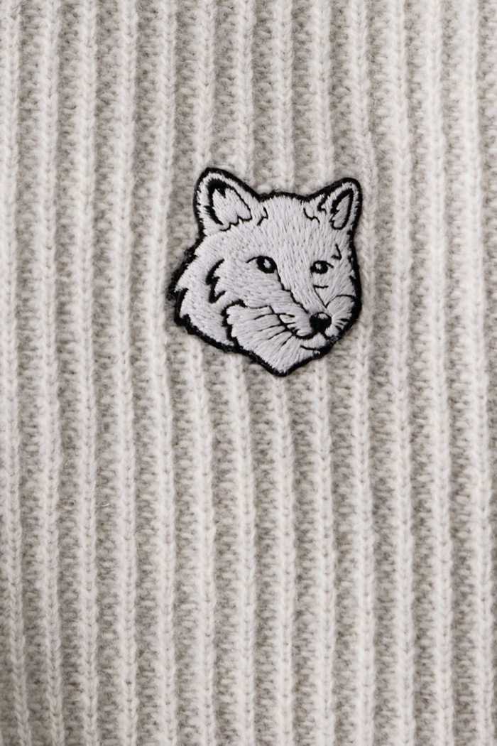 Maison Kitsuné Fox Head Wool Ribbed Polo sweter wełniany męski PM00213KT1149