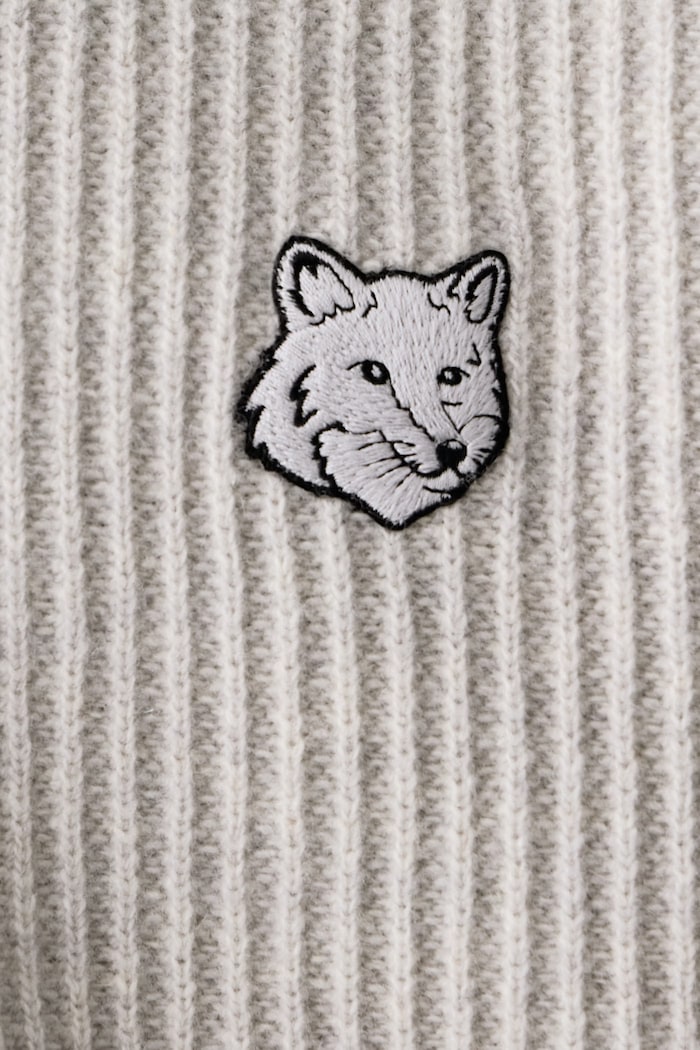 Maison Kitsuné Fox Head Wool Ribbed Polo sweter wełniany męski PM00213KT1149