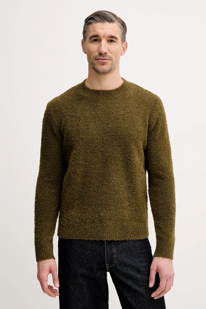 Sisley sweter z domieszką wełny okrągły zielony 170WS104O
