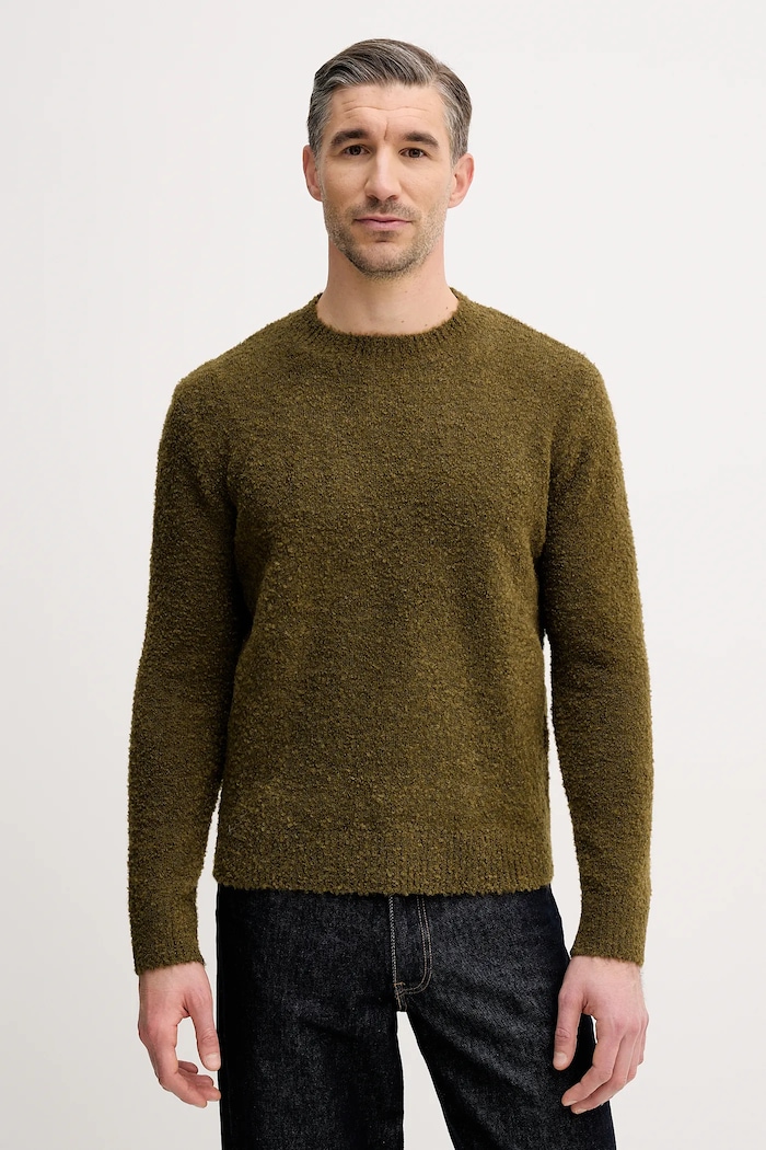 Sisley sweter z domieszką wełny okrągły zielony 170WS104O