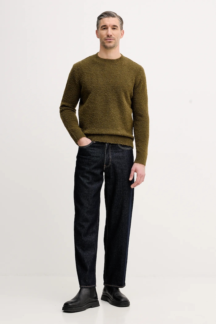 Sisley sweter z domieszką wełny 170WS104O zielony AW25