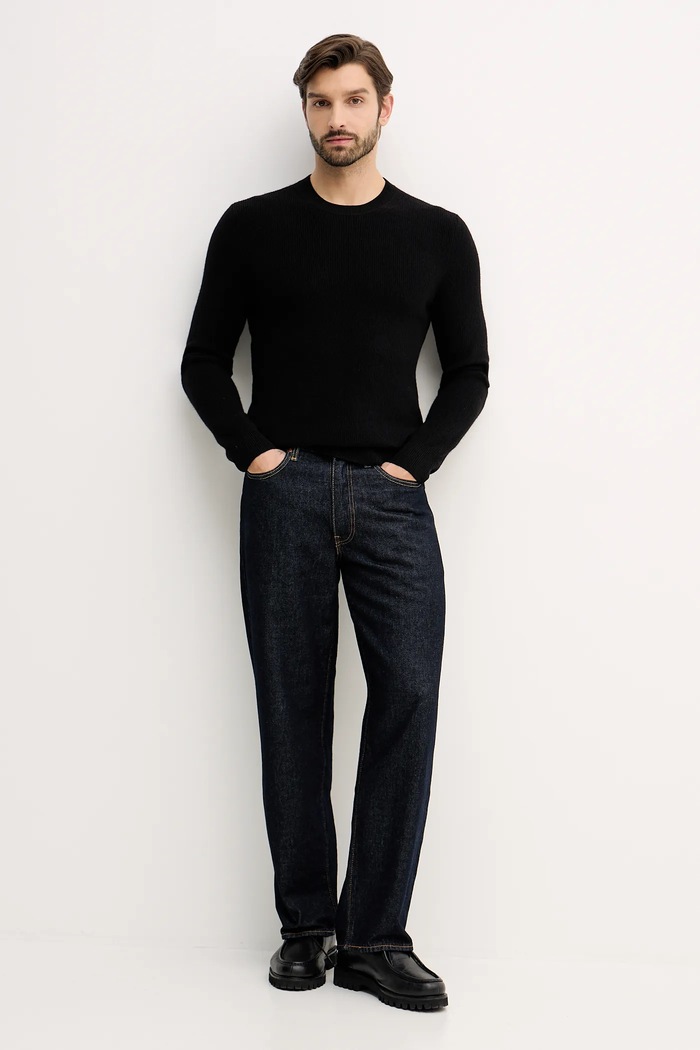 Sisley sweter z dodatkiem wełny 18AYS104I czarny AW25