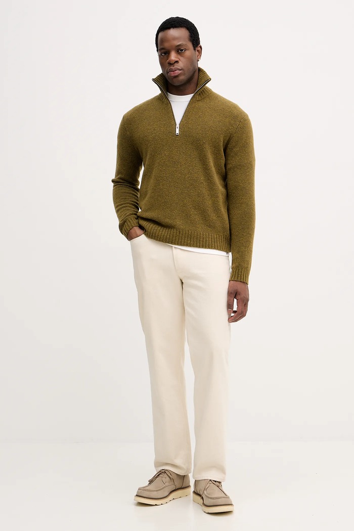 Sisley sweter z dodatkiem wełny 1PJXS200Y zielony AW25