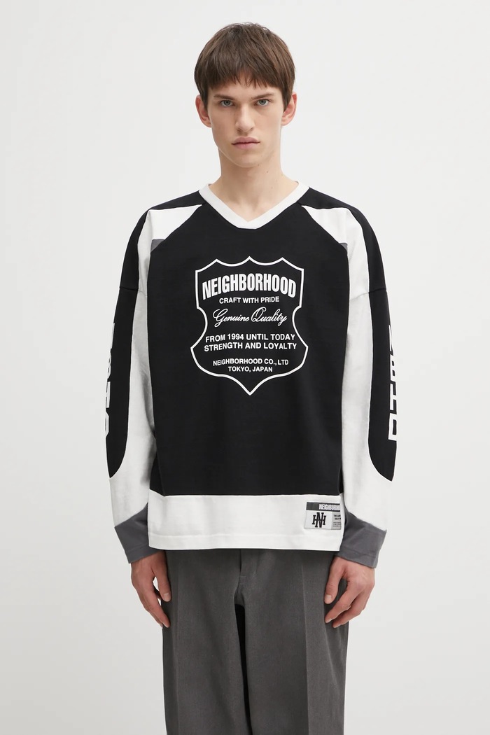 Βαμβακερή μπλούζα με μακριά μανίκια NEIGHBORHOOD HOCKEY χαλαρό μαύρο 252FPNH.CSM14