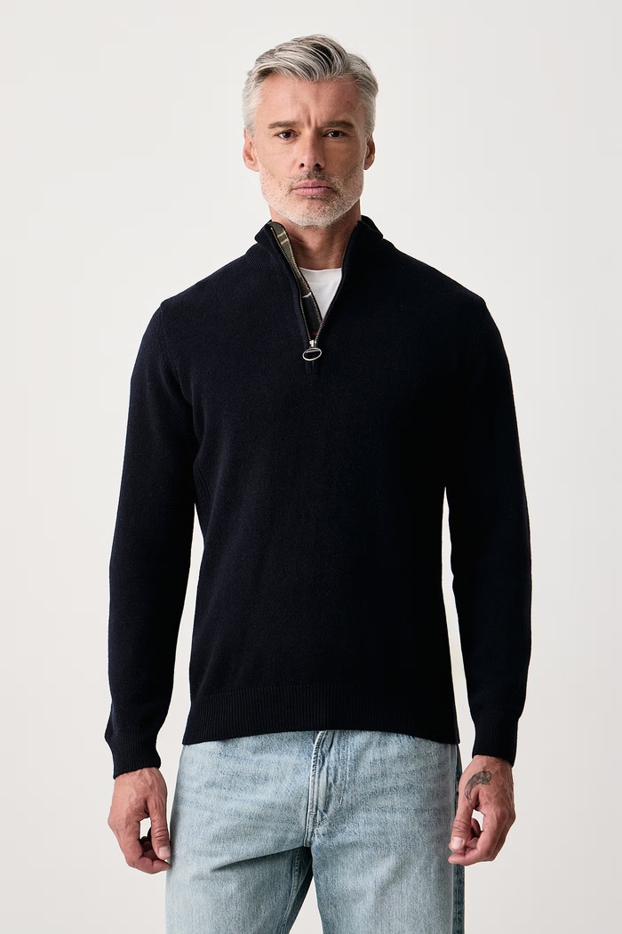 Barbour Sweter męski wełniany granatowy MKN0837